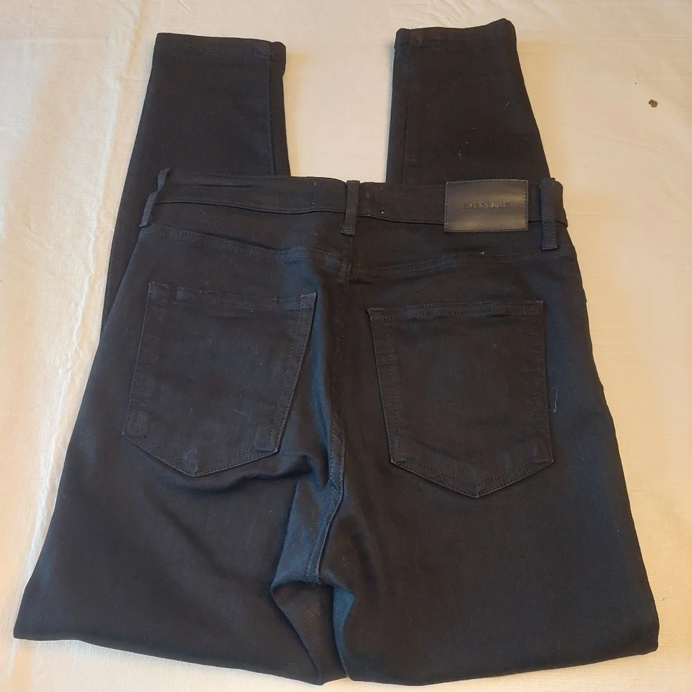 Everlane Black Rigid Premium Denim High Rise Ankle Crop Skinny Jeans Size 28 - Picture 5 of 13